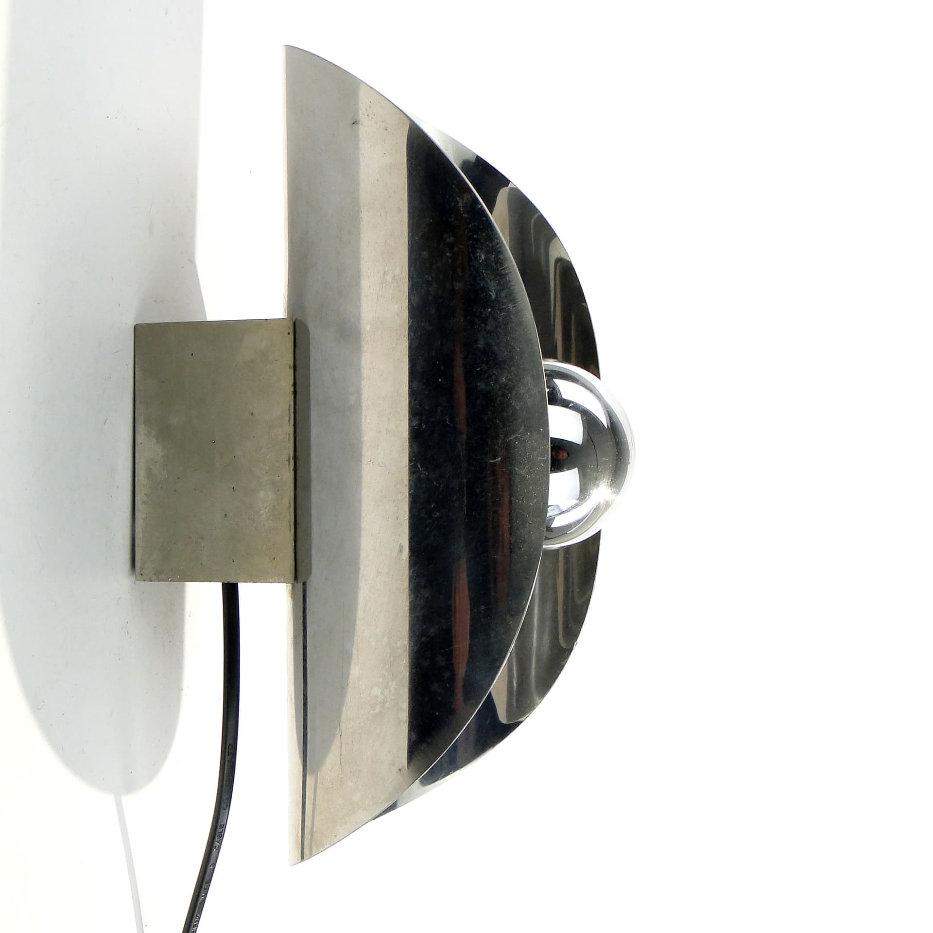 Wall sconce, Space Age, silver, chrome steel, Polam Wieliczka, Poland, 1960s. - 1418