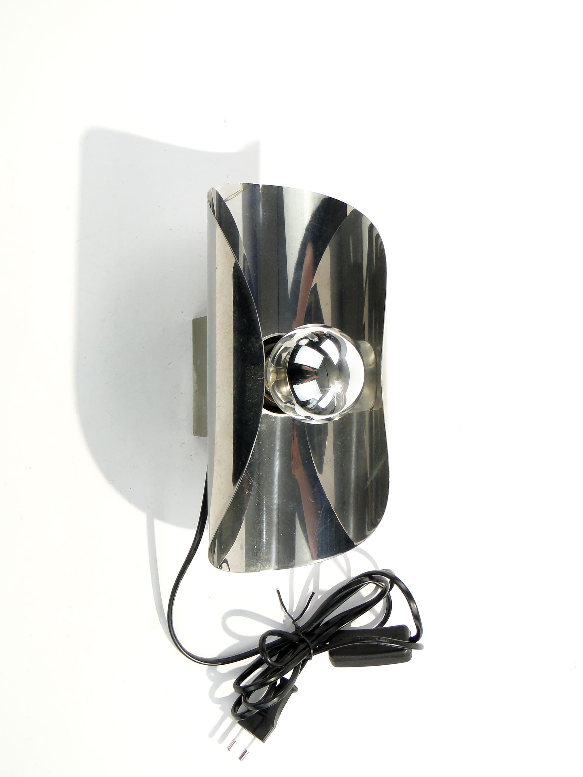 Wall sconce, Space Age, silver, chrome steel, Polam Wieliczka, Poland, 1960s. - 1416