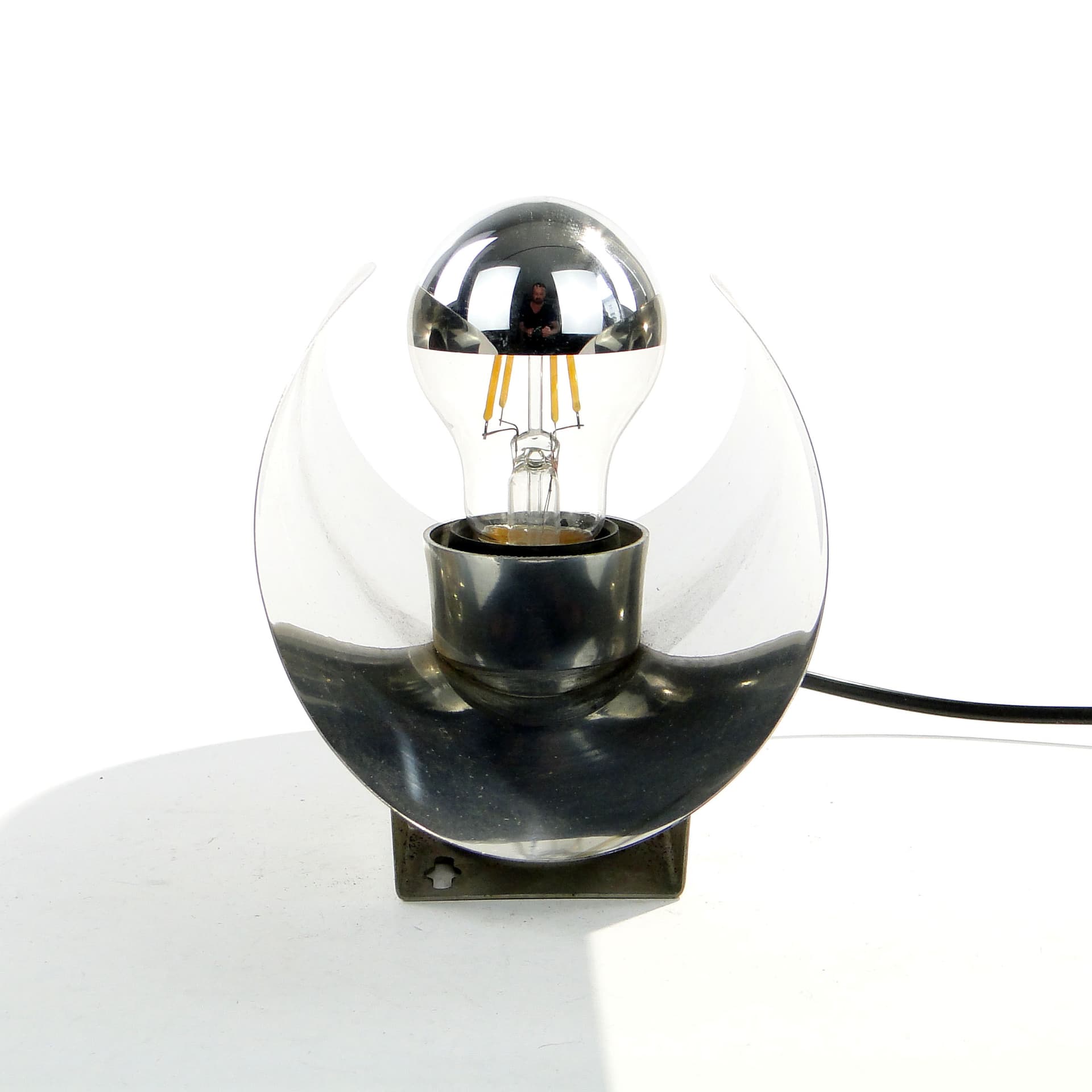 Wall sconce, Space Age, silver, chrome steel, Polam Wieliczka, Poland, 1960s. - 1422