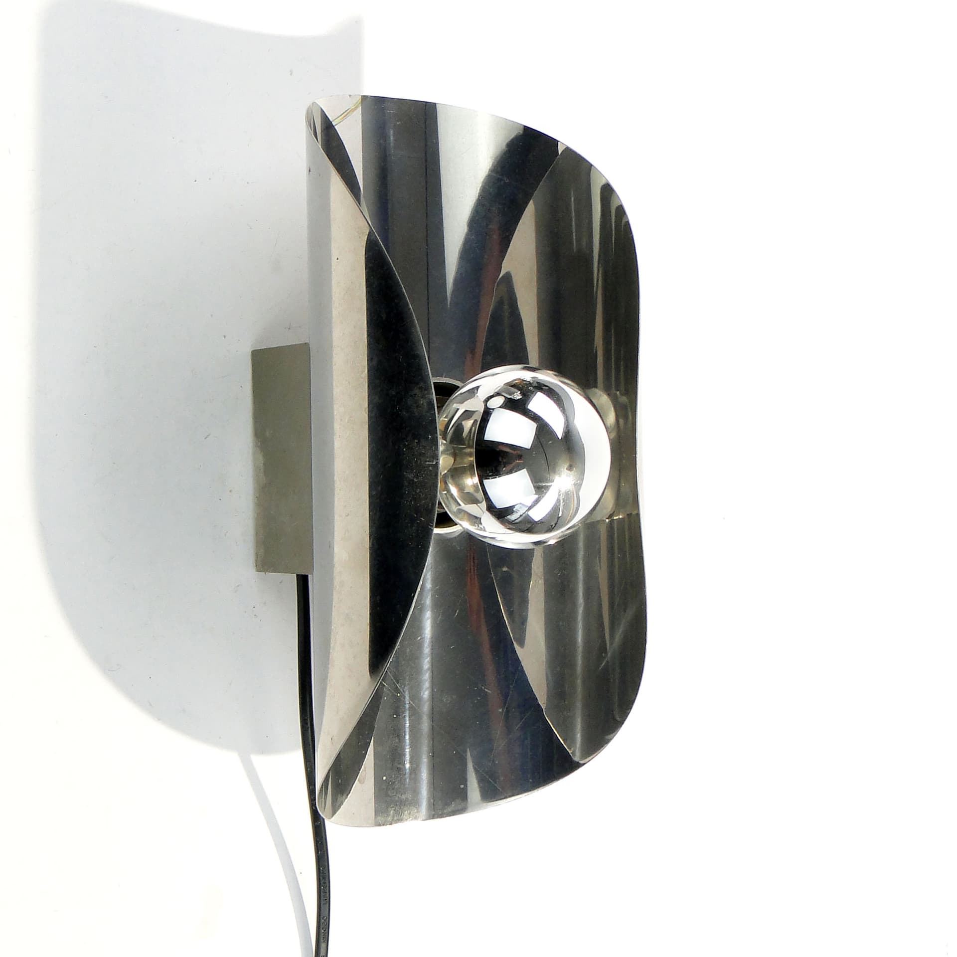 Wall sconce, Space Age, silver, chrome steel, Polam Wieliczka, Poland, 1960s. - 1419