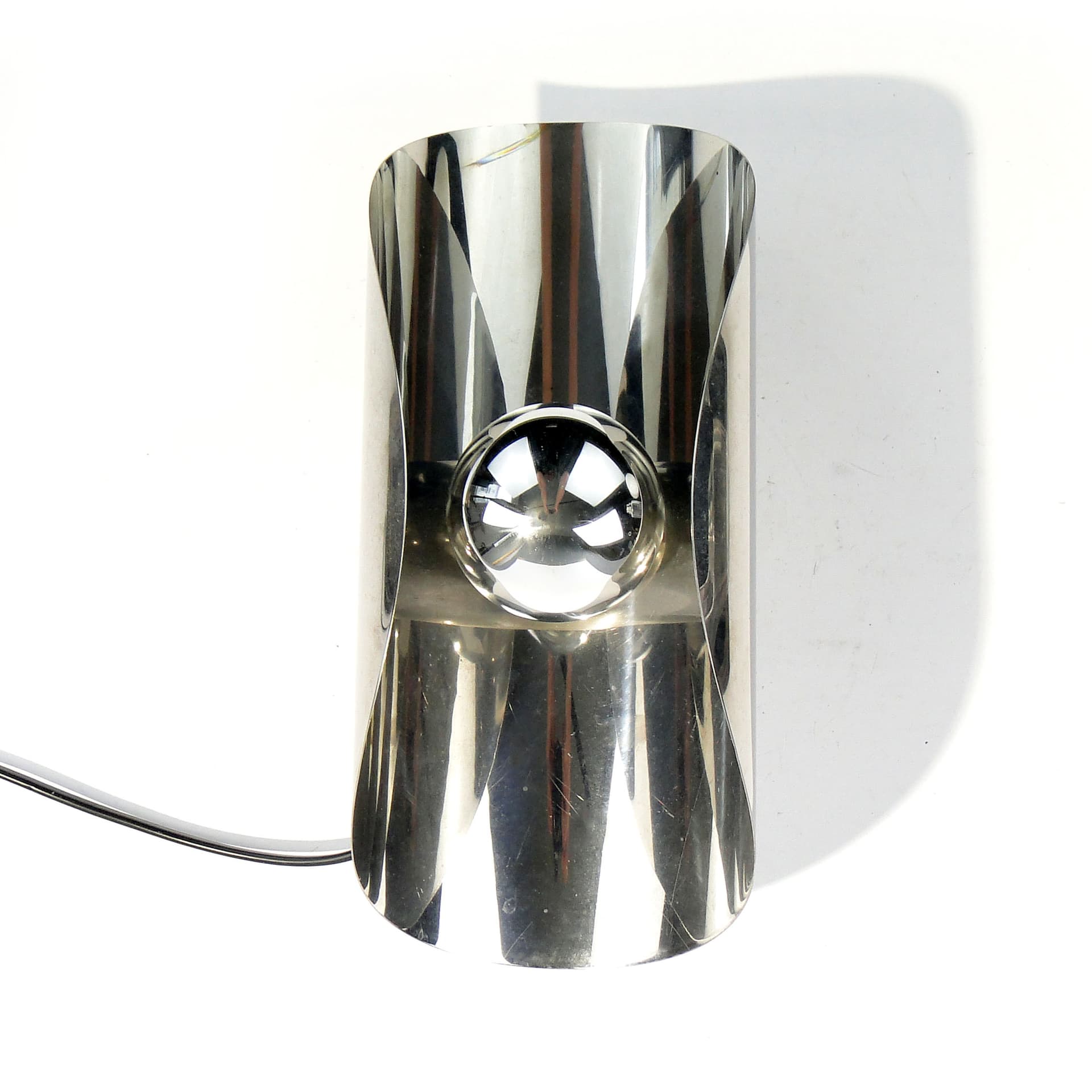 Wall sconce, Space Age, silver, chrome steel, Polam Wieliczka, Poland, 1960s. - 1423