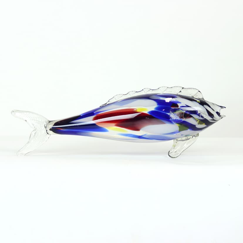 Statuetka ryba, multikolor, szkło, Czechosłowacja, lata 60.