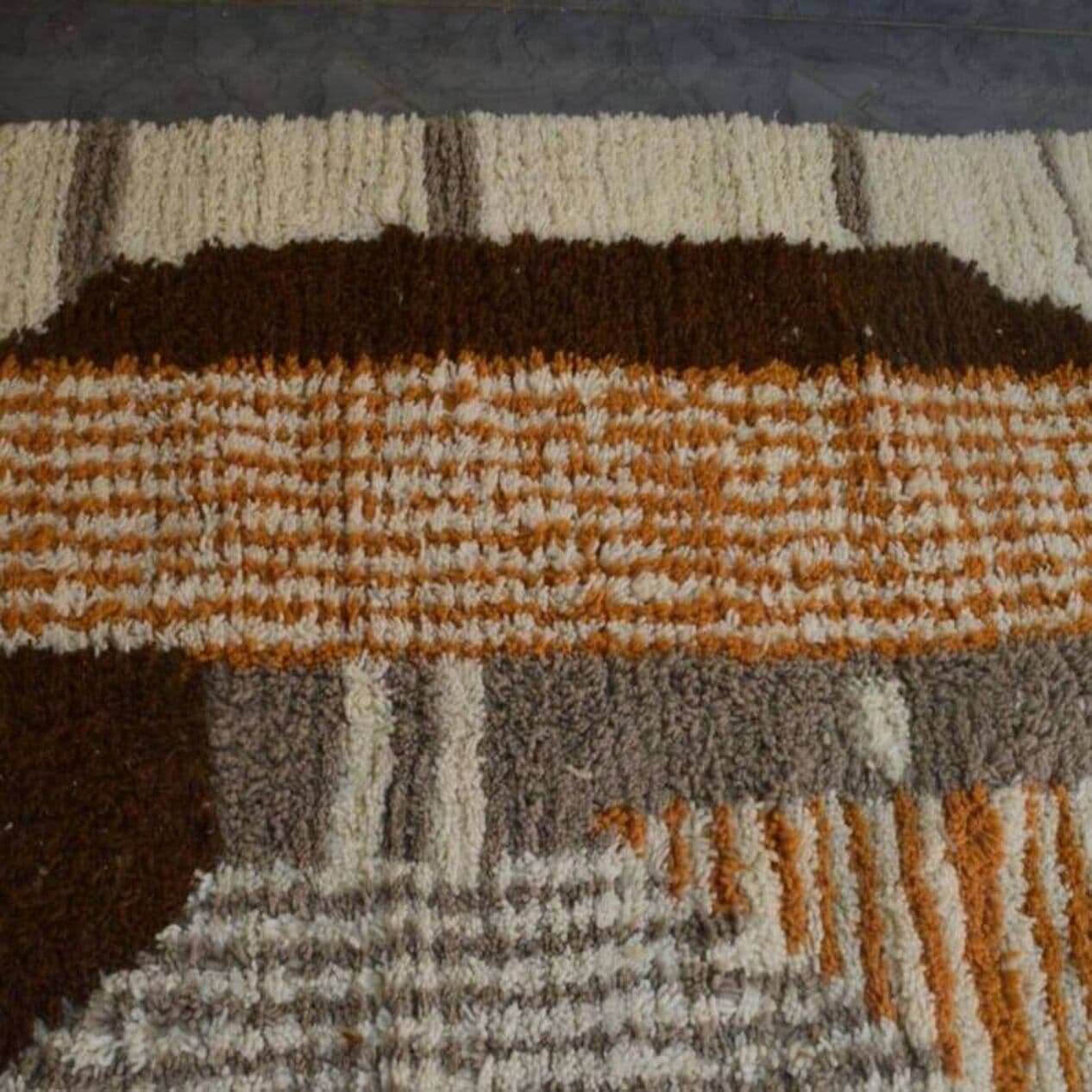 Ręcznie tkany dywan 250x150 cm, wełna, ecru, brązowy, Maroko - 201608