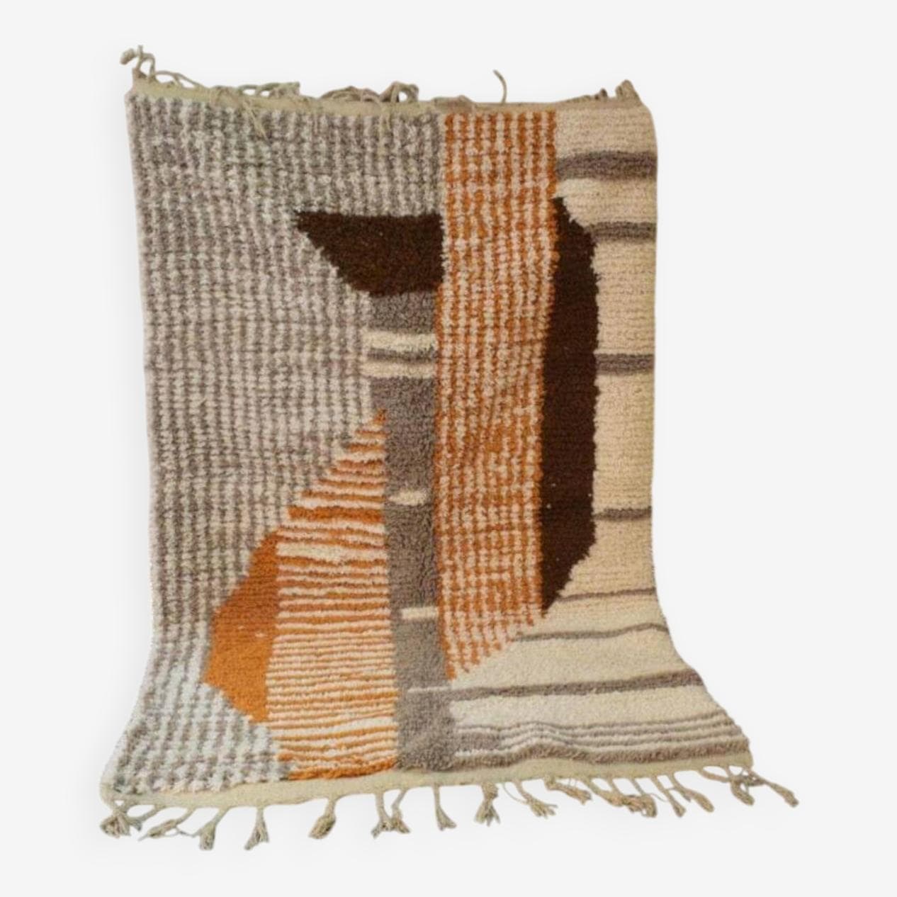 Ręcznie tkany dywan 250x150 cm, wełna, ecru, brązowy, Maroko - 201603