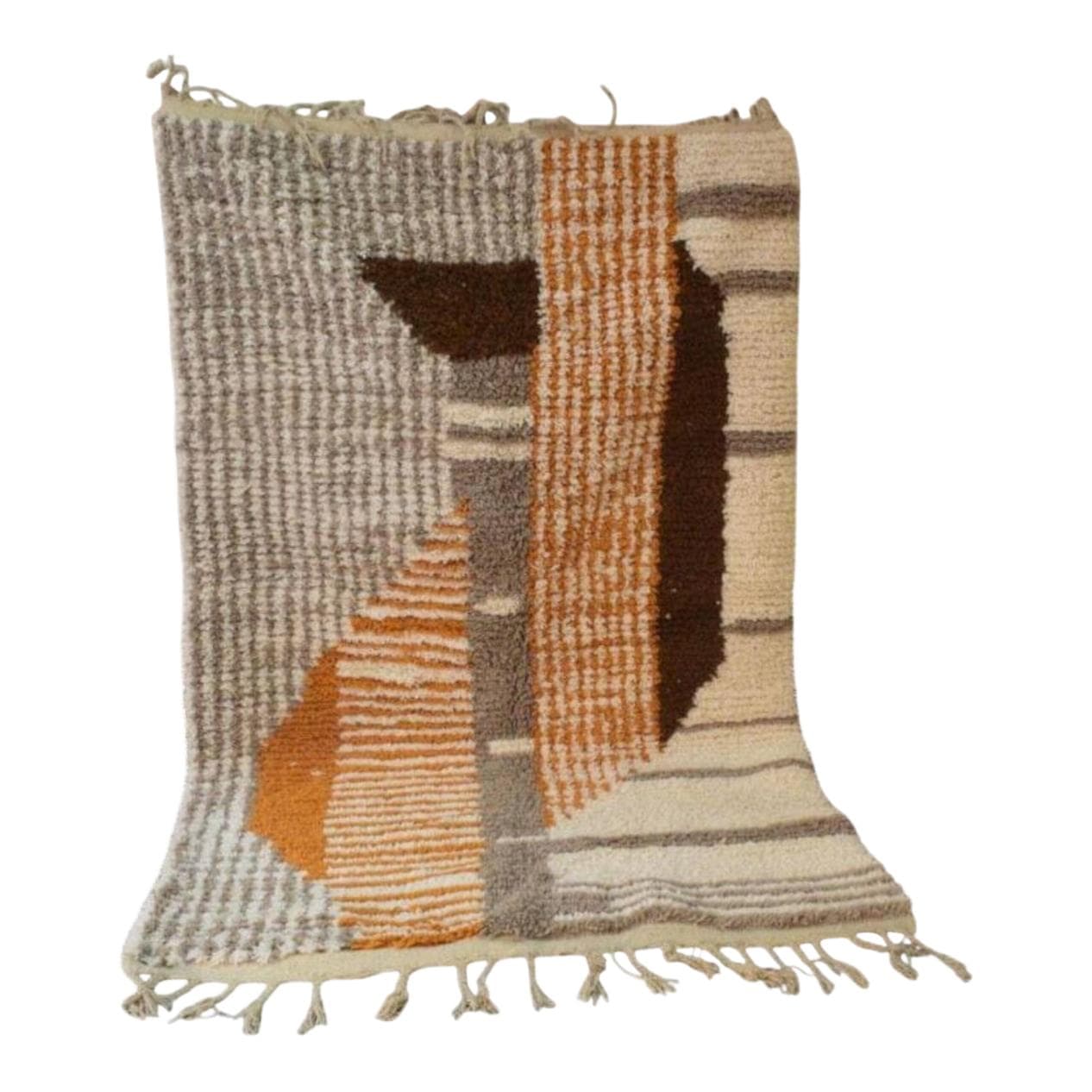 Ręcznie tkany dywan 250x150 cm, wełna, ecru, brązowy, Maroko