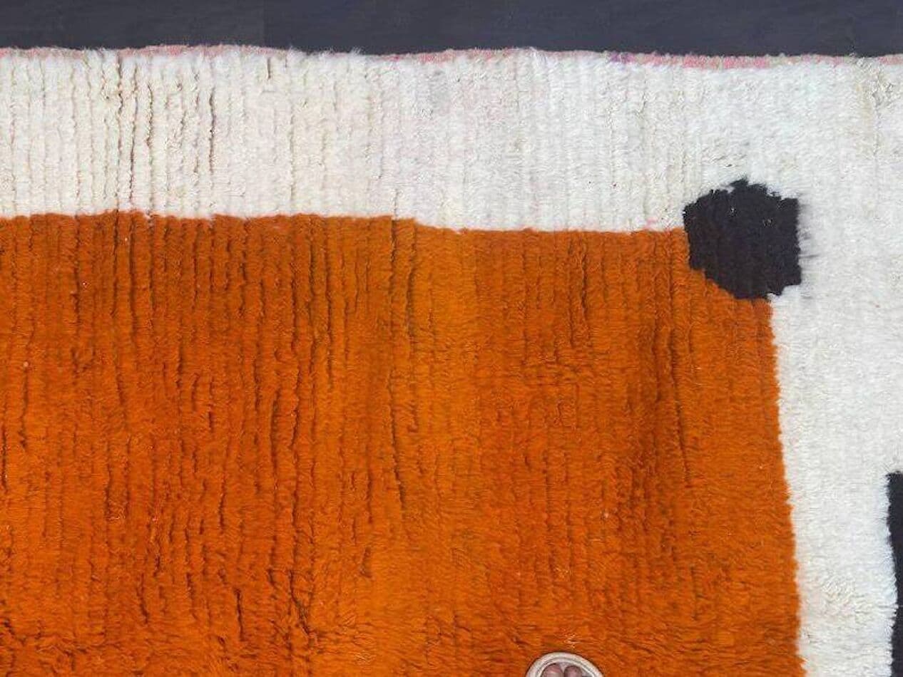 Ręcznie tkany dywan 200x300 cm, wełna, kość słoniowa, pomarańczowy, czarny, Maroko - 201549