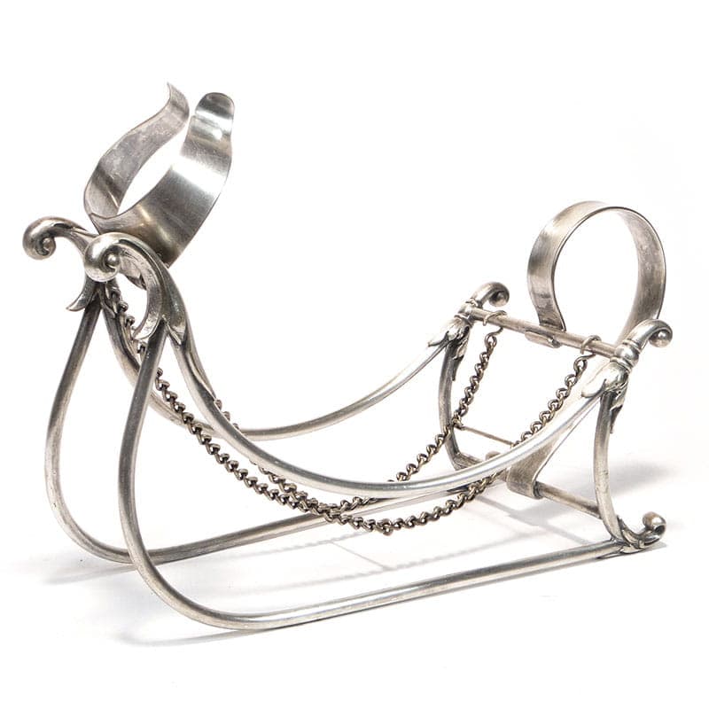 Postument na butelkę, sań, srebrny, mosiądz, WMF, Niemcy, XIX w.