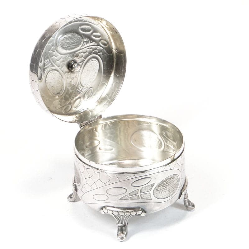 Sugar bowl Art Nouveau, reptile skin, silver-plated brass, Szandrik, Austria, early 20th c. - 201196