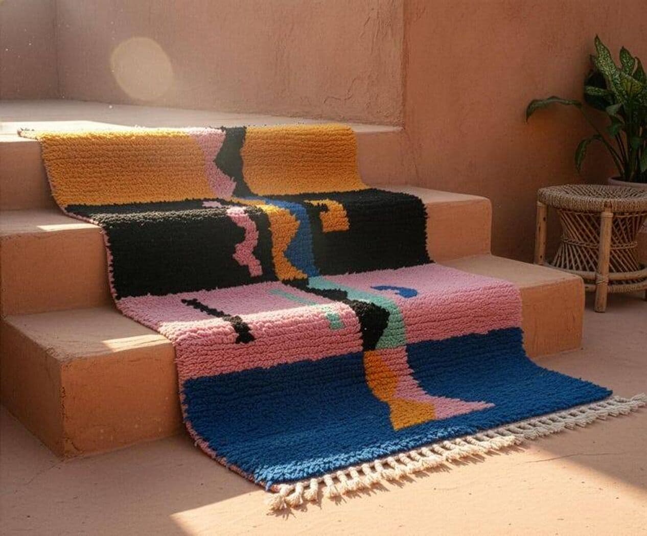 Ręcznie tkany dywan 250x150 cm, wełna, multikolor, Maroko - 201489