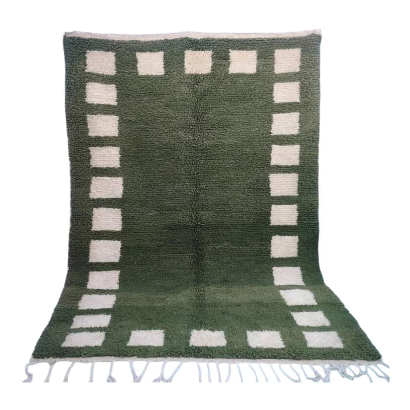 Ręcznie tkany dywan 250x150 cm, wełna, oliwkowy, Maroko