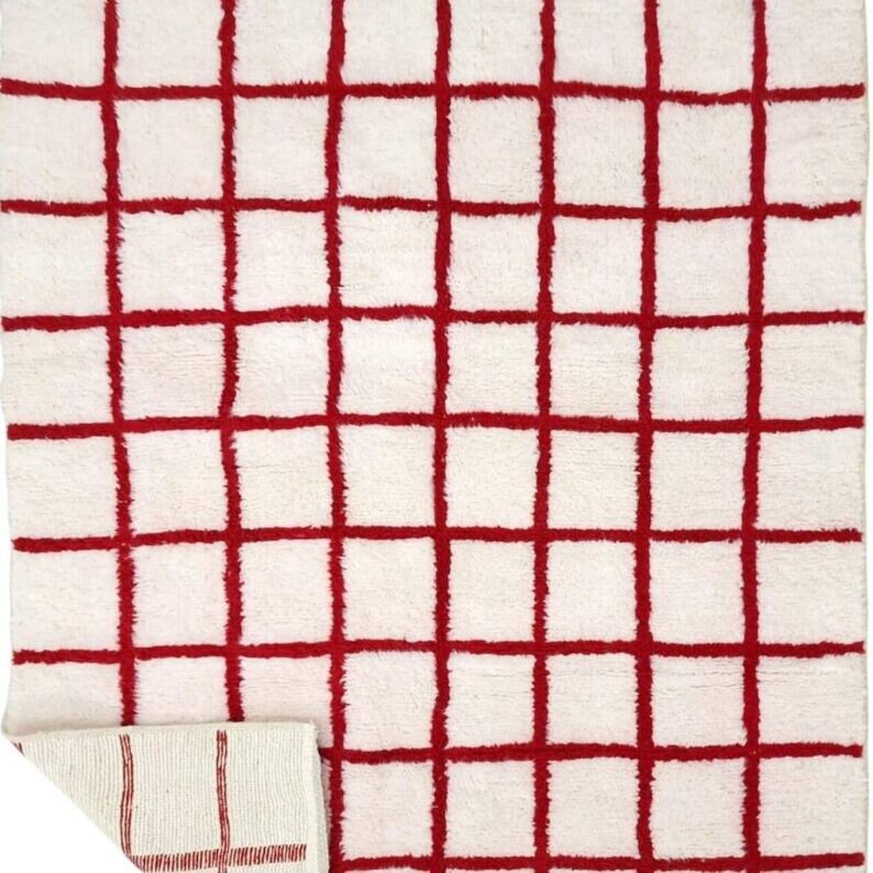 Ręcznie tkany dywan 250x150 cm, wełna, biały, czerwony, Maroko - 201360