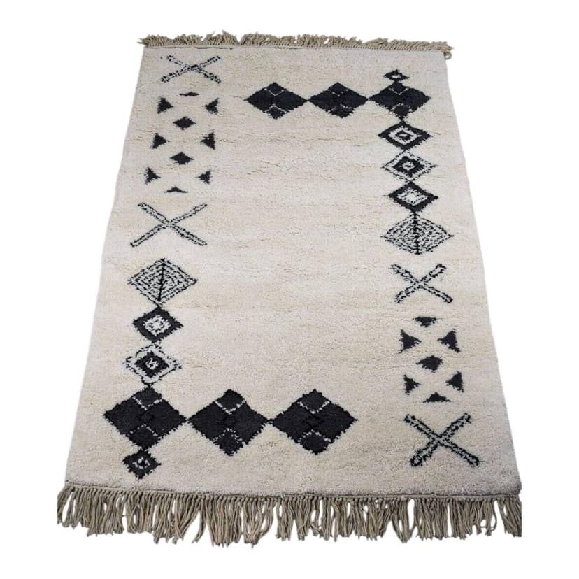 Ręcznie tkany dywan 300x200 cm, wełna, biały, Maroko