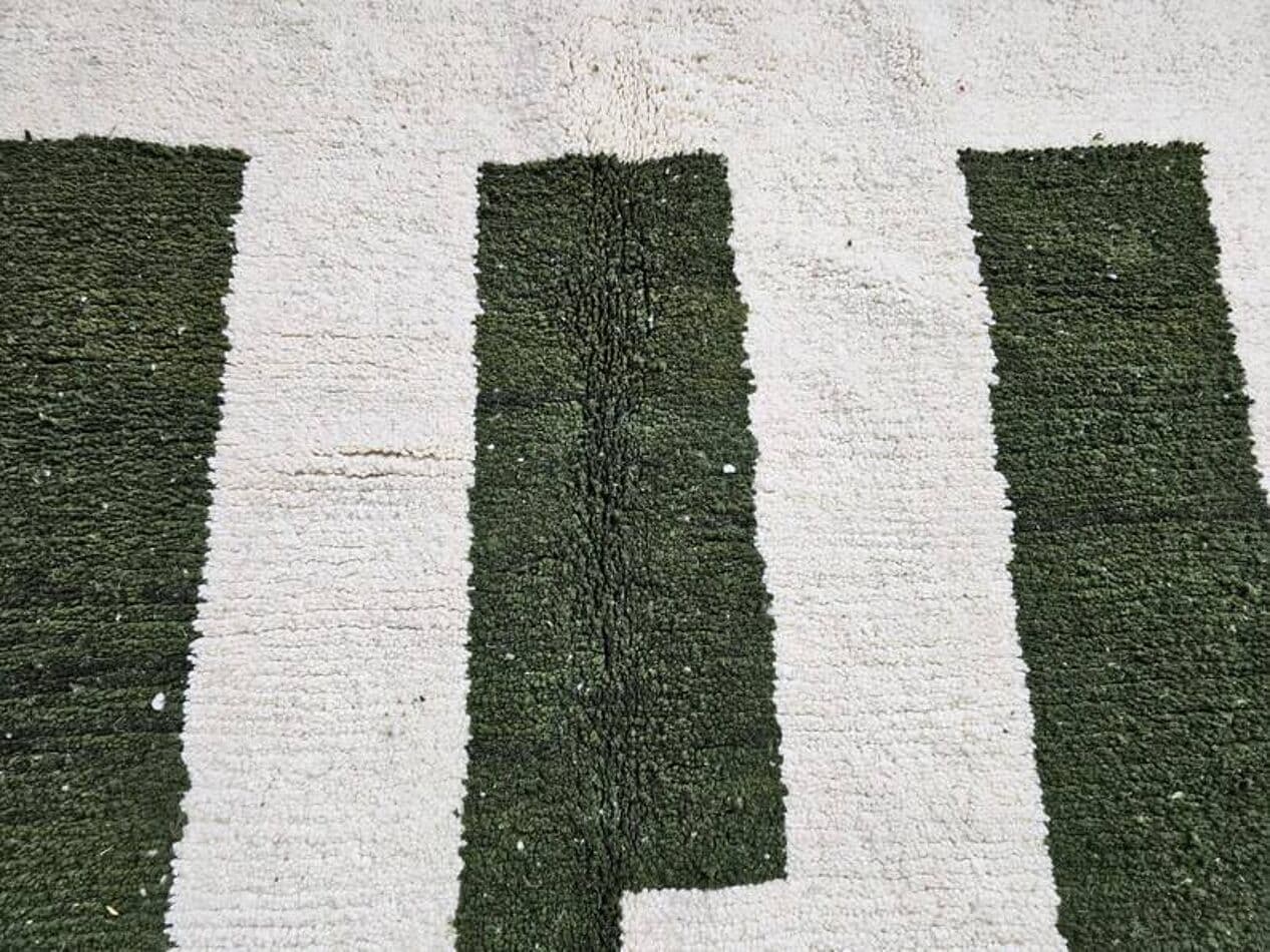 Handwoven rug 200x300 cm, wool, white, black, green, Morocco - 201293