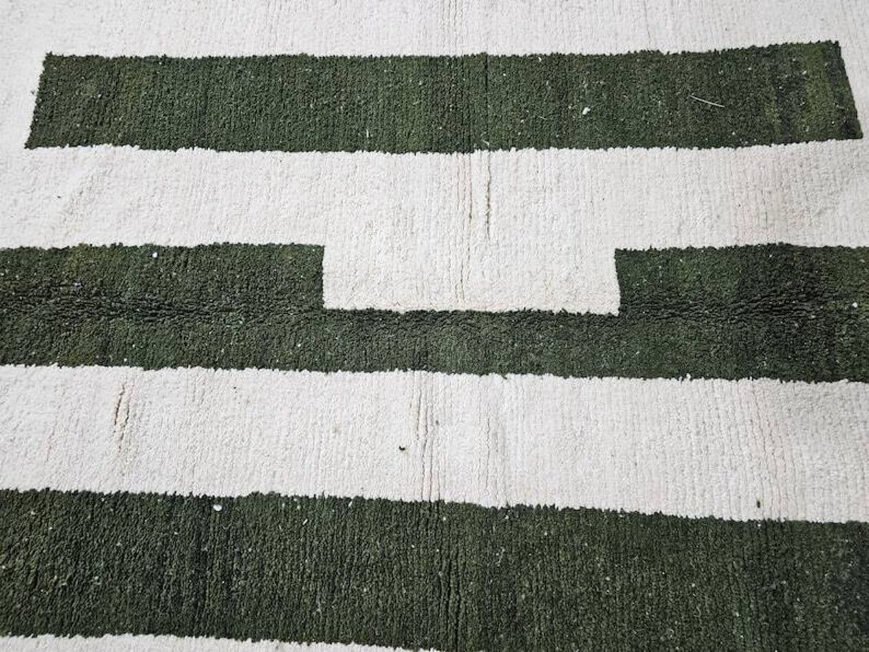Handwoven rug 200x300 cm, wool, white, black, green, Morocco - 201295