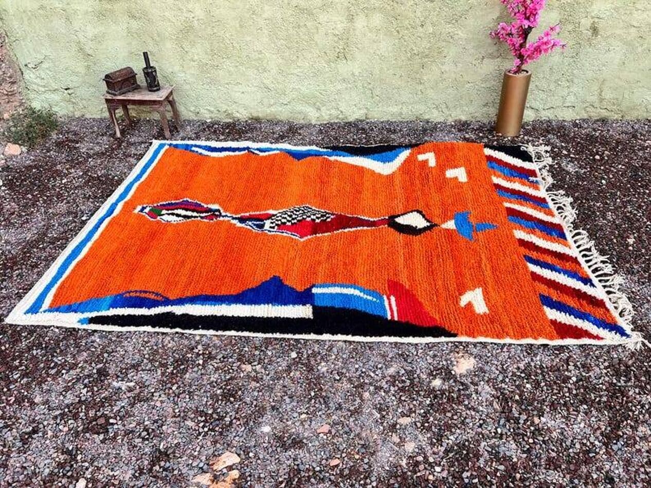 Handwoven rug 200x300 cm, wool, multicolor, Morocco - 201286