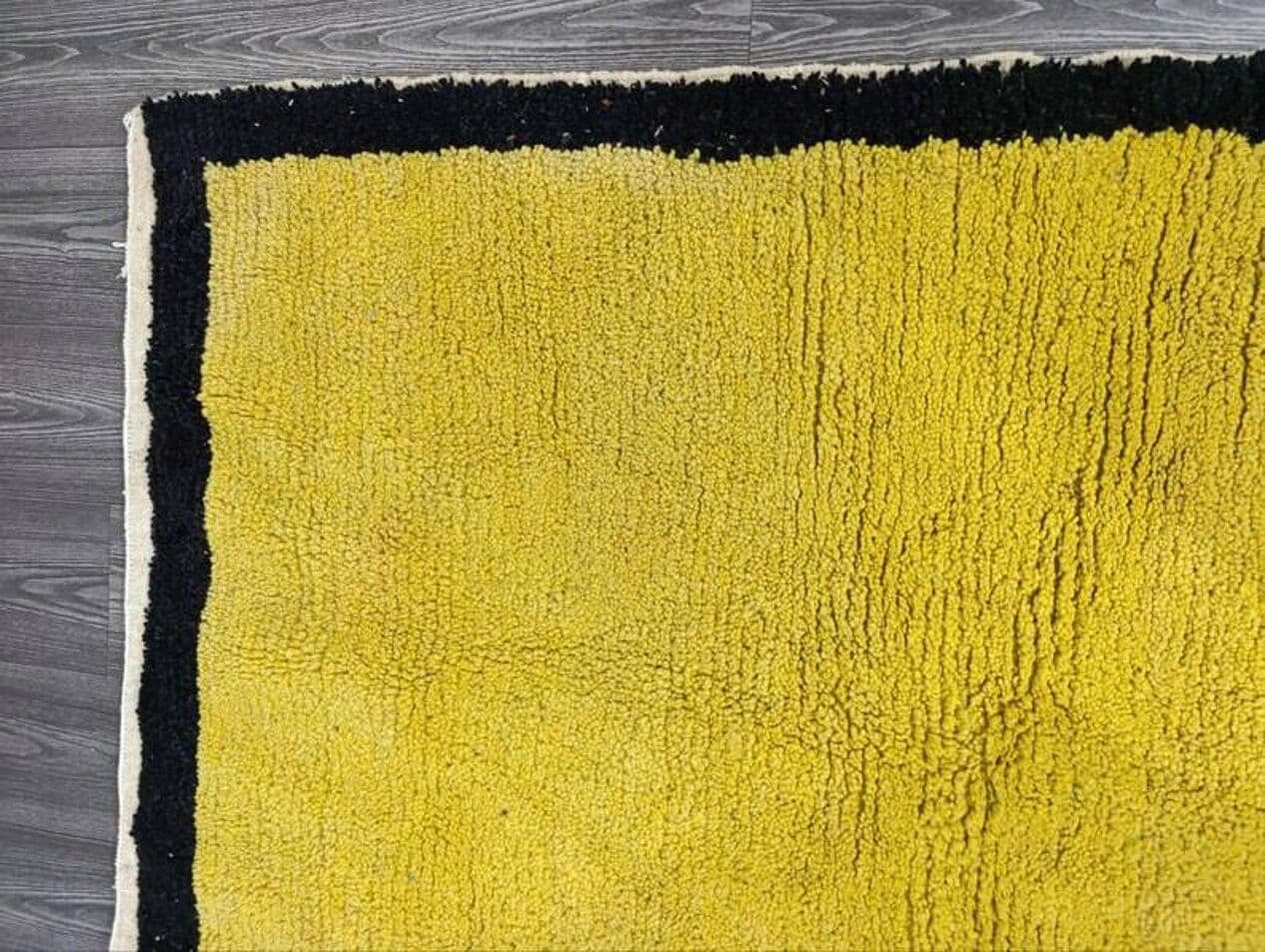 Ręcznie tkany dywan 250x150 cm, wełna, żółty, czarny, Maroko - 203025