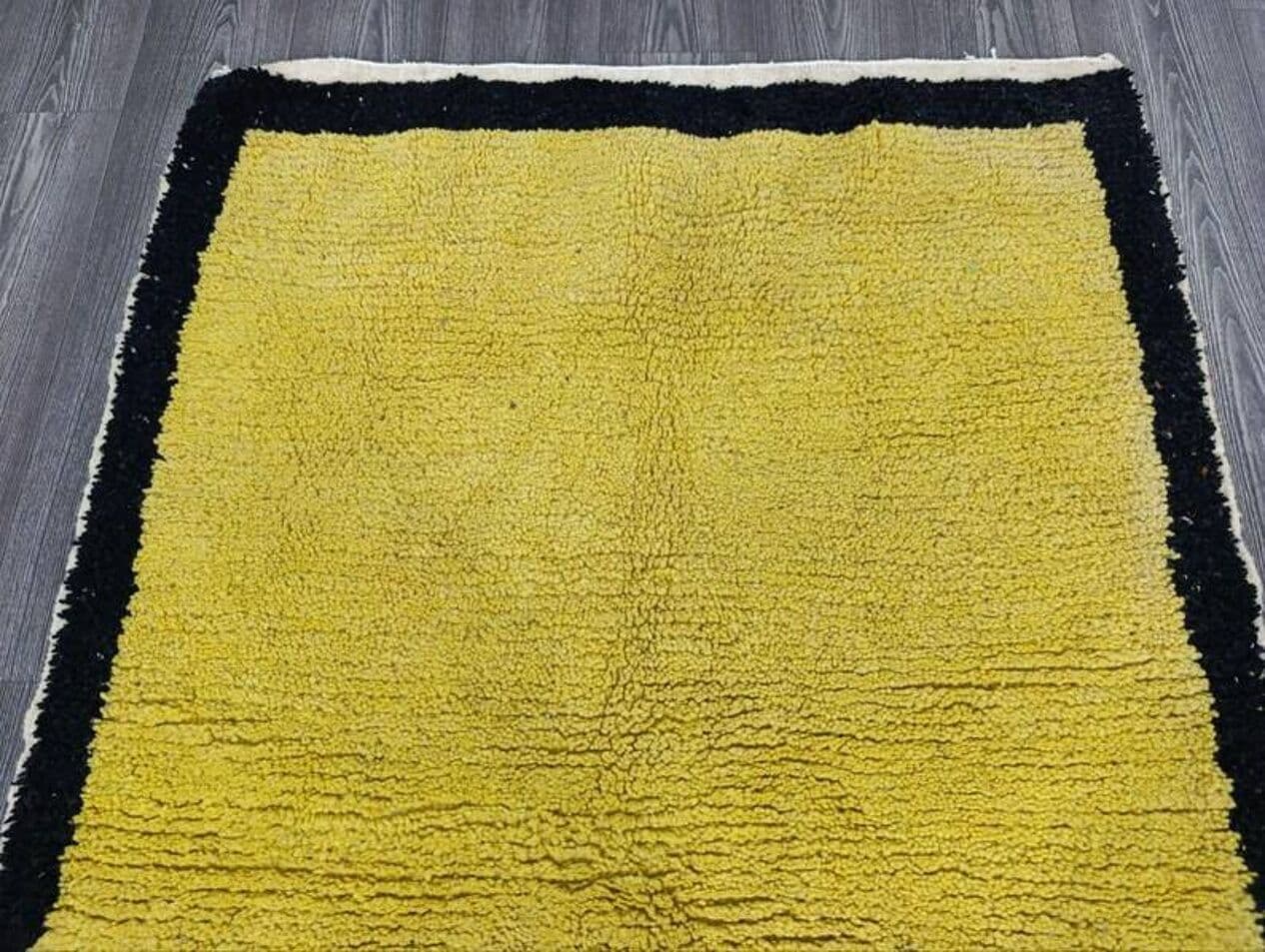 Ręcznie tkany dywan 250x150 cm, wełna, żółty, czarny, Maroko - 203026