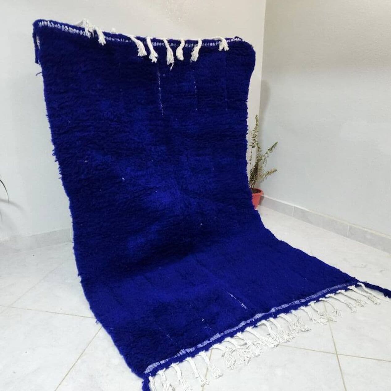 Ręcznie tkany dywan 250x150 cm, wełna, niebieski, Maroko - 202994