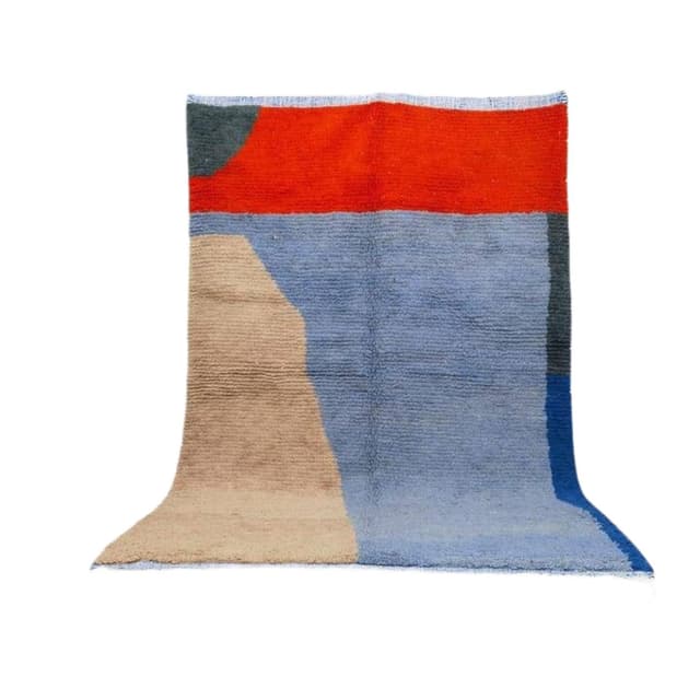 Ręcznie tkany dywan 250x150 cm, wełna, niebieski, beżowy, Maroko - WYMIARY