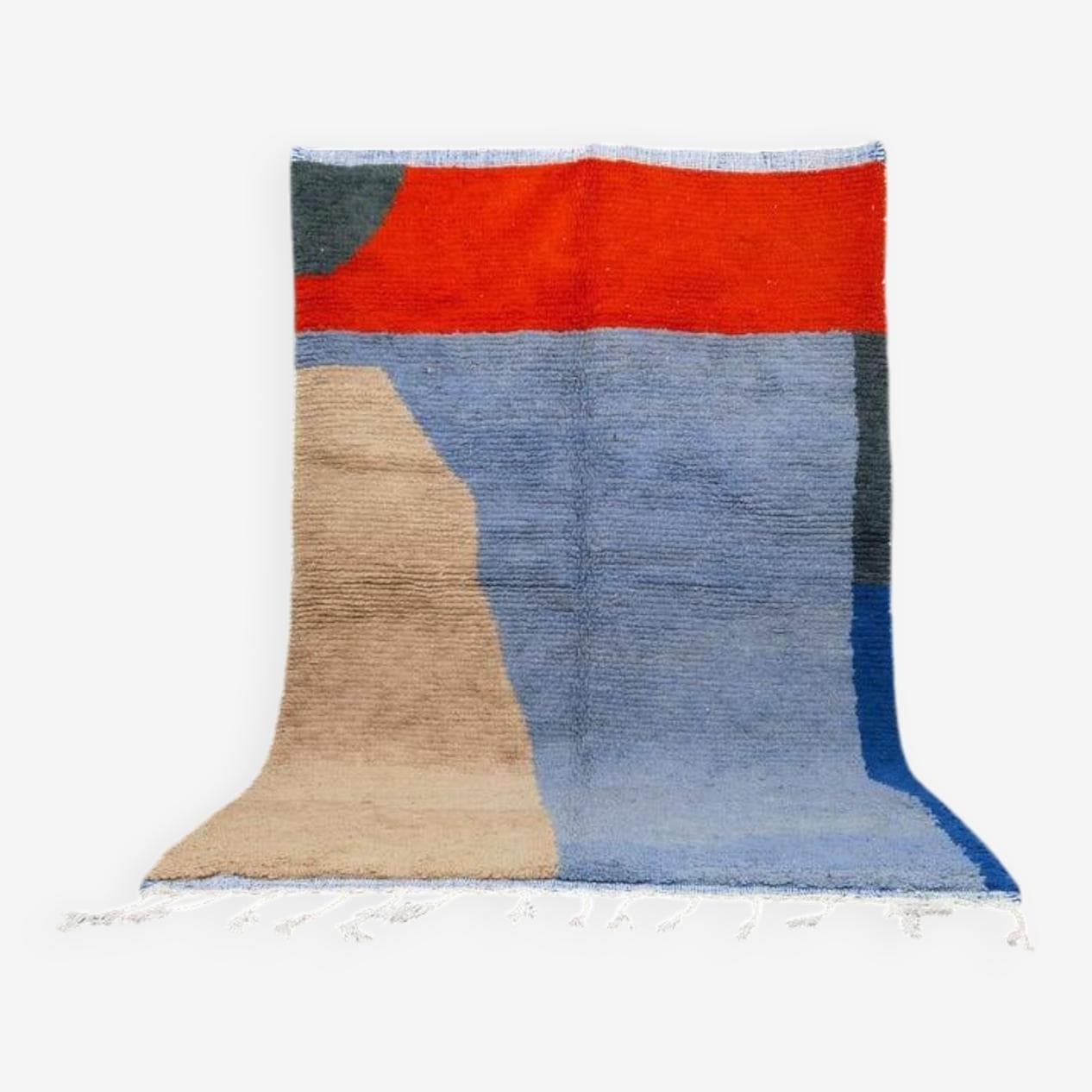 Ręcznie tkany dywan 250x150 cm, wełna, niebieski, beżowy, Maroko - 202978