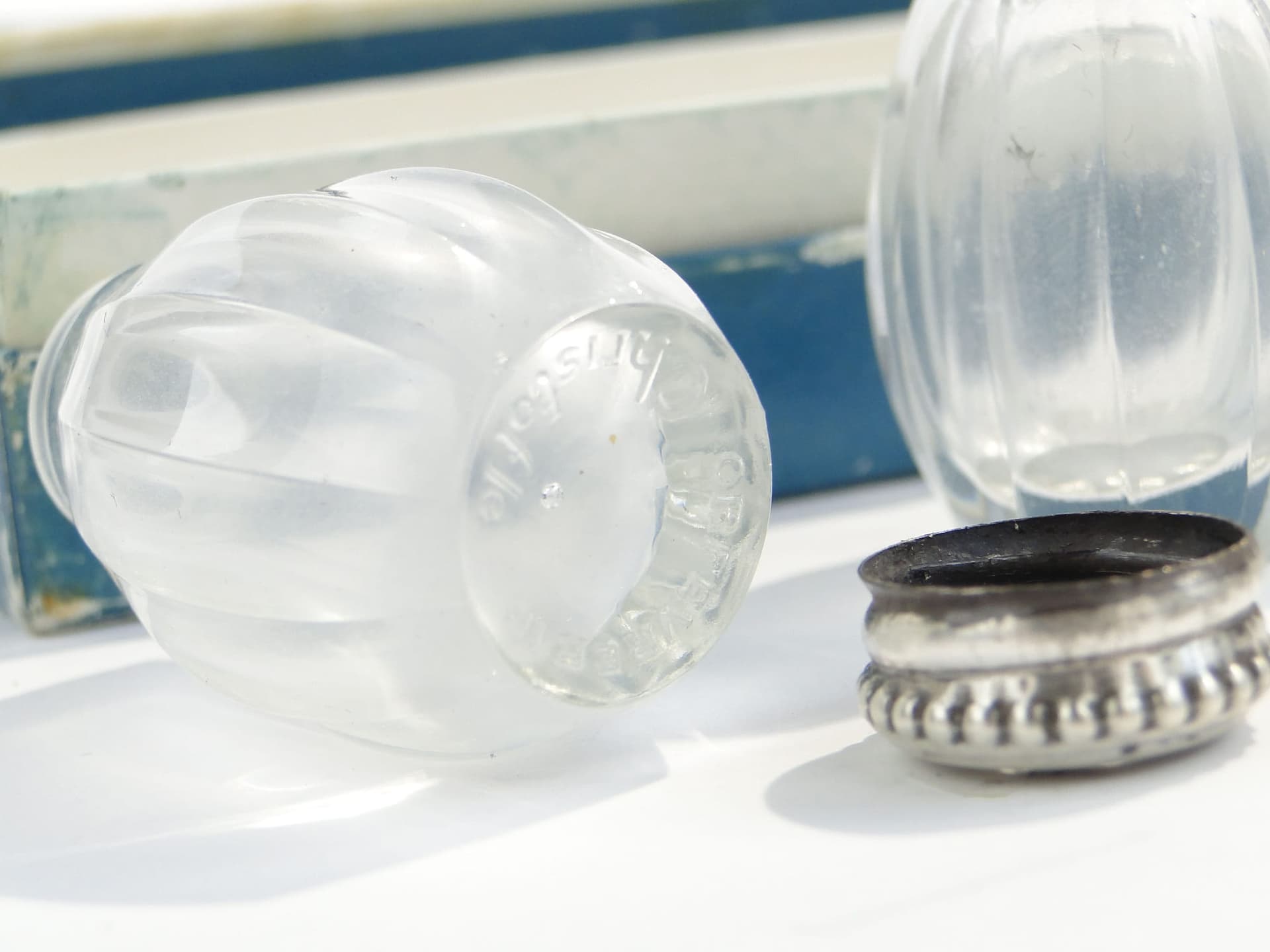 Set of Four Salt Shakers, Transparent Glass, Silver, Christofle, France, 1940s - 201746