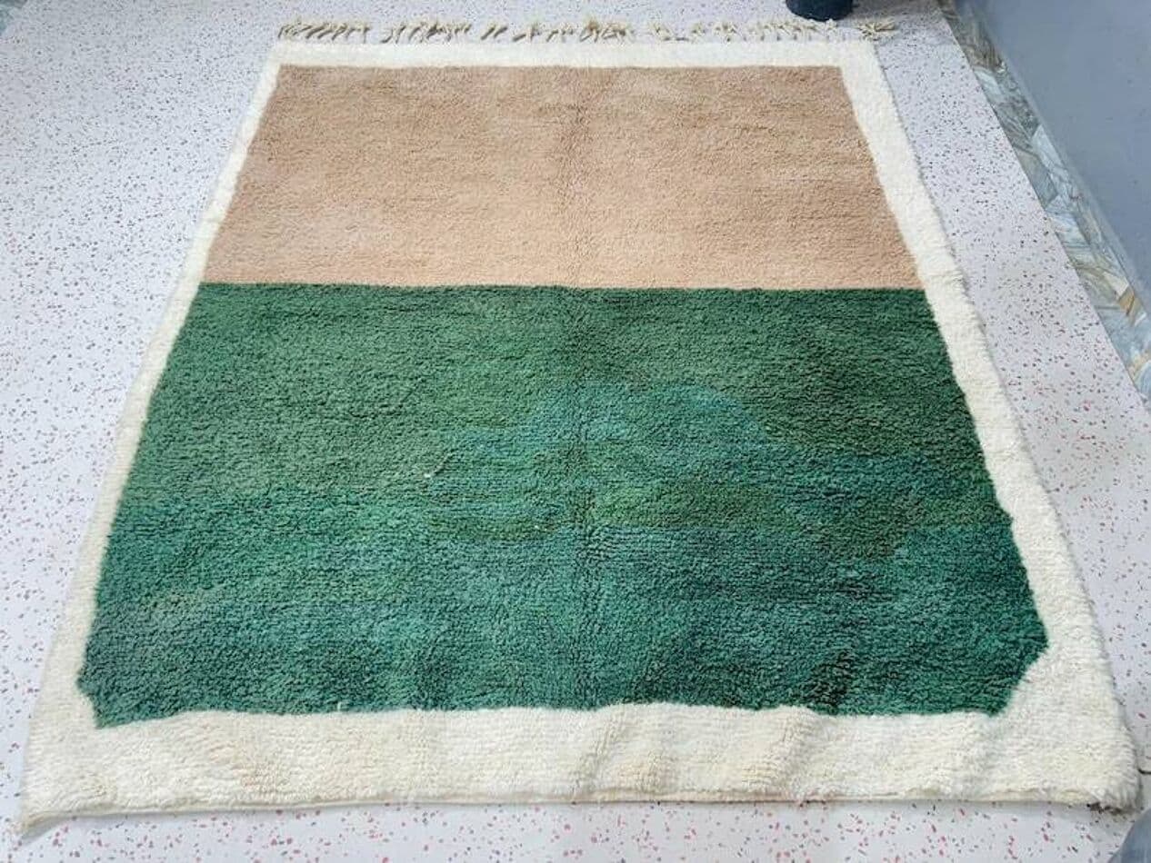 Ręcznie tkany dywan 250x150 cm, wełna, beżowy, zielony, Maroko - 202912