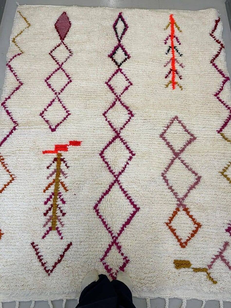 Ręcznie tkany dywan 250x150 cm, wełna, multikolor, Maroko - 202903