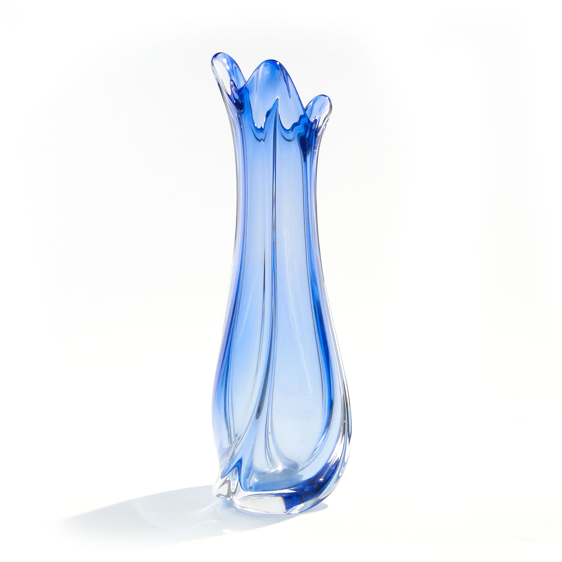 Wazon, szkło niebieski, Belgia, lata 60. - 1428