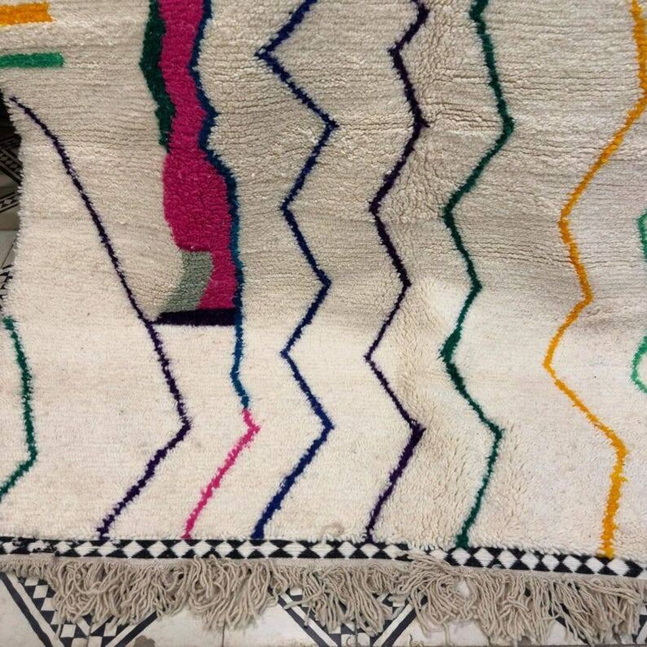 Ręcznie tkany dywan 250x150 cm, wełna, multikolor, Maroko - 202860