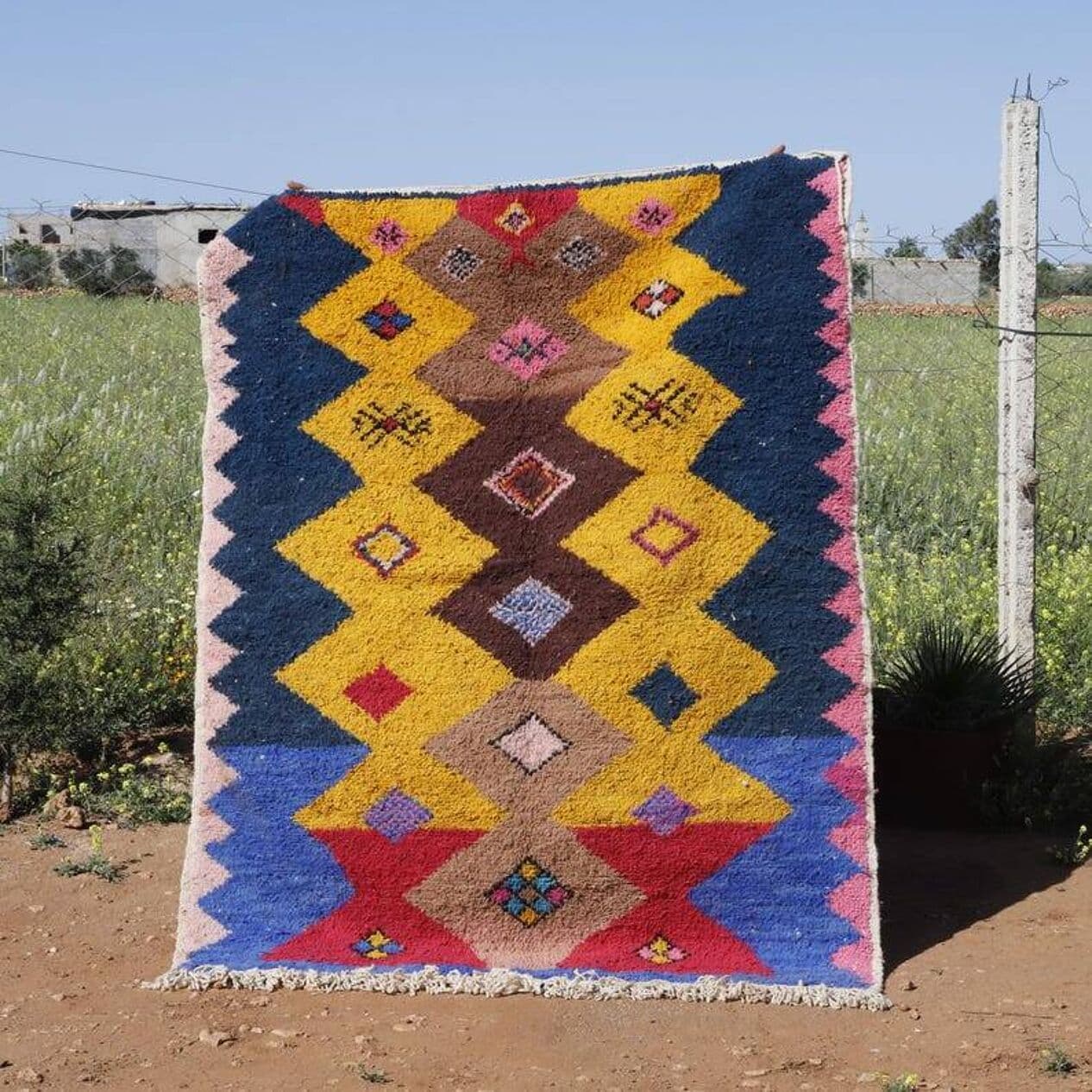 Ręcznie tkany dywan 250x150 cm, wełna, multikolor, Maroko - 202852