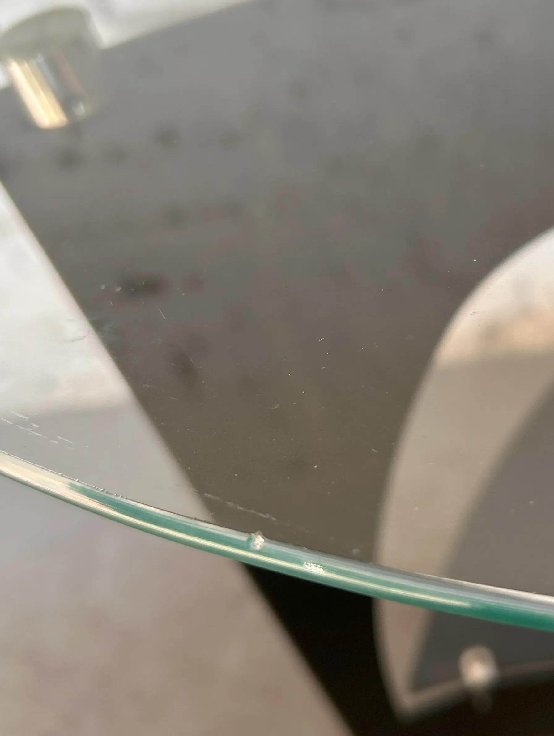 Side Table Space Age, transparent, glass metal, Poland, 1980s. - 14484