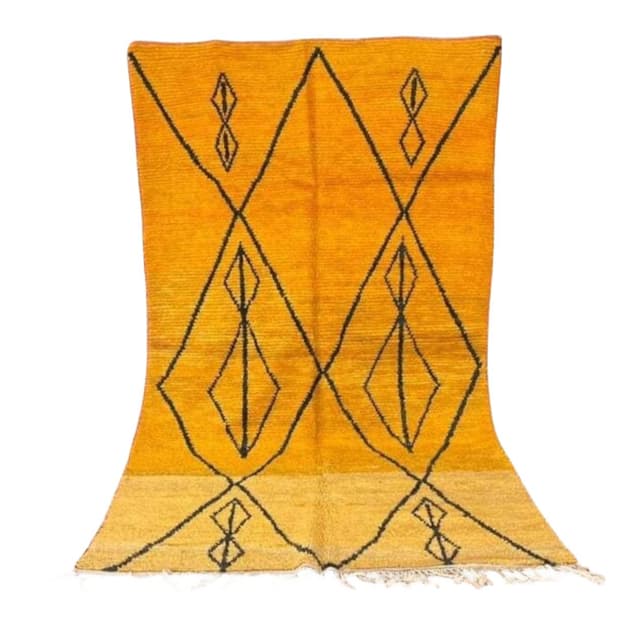 Dywan berberyjski ręcznie tkany wełniany 200x300 cm żółty czarny, Maroko - WYMIARY