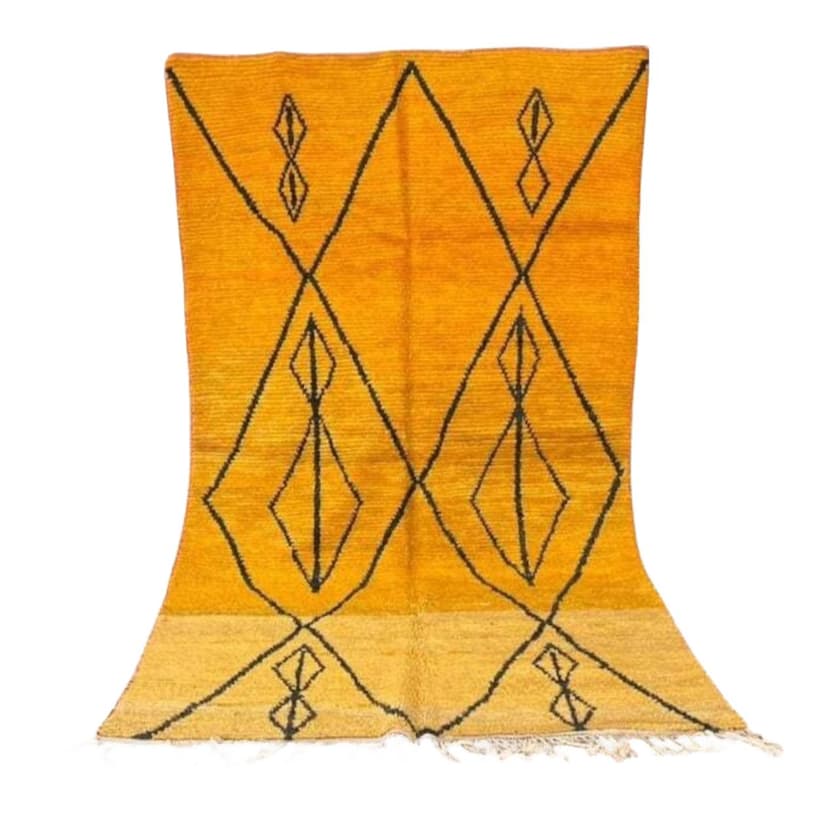 Dywan berberyjski ręcznie tkany wełniany 200x300 cm żółty czarny, Maroko