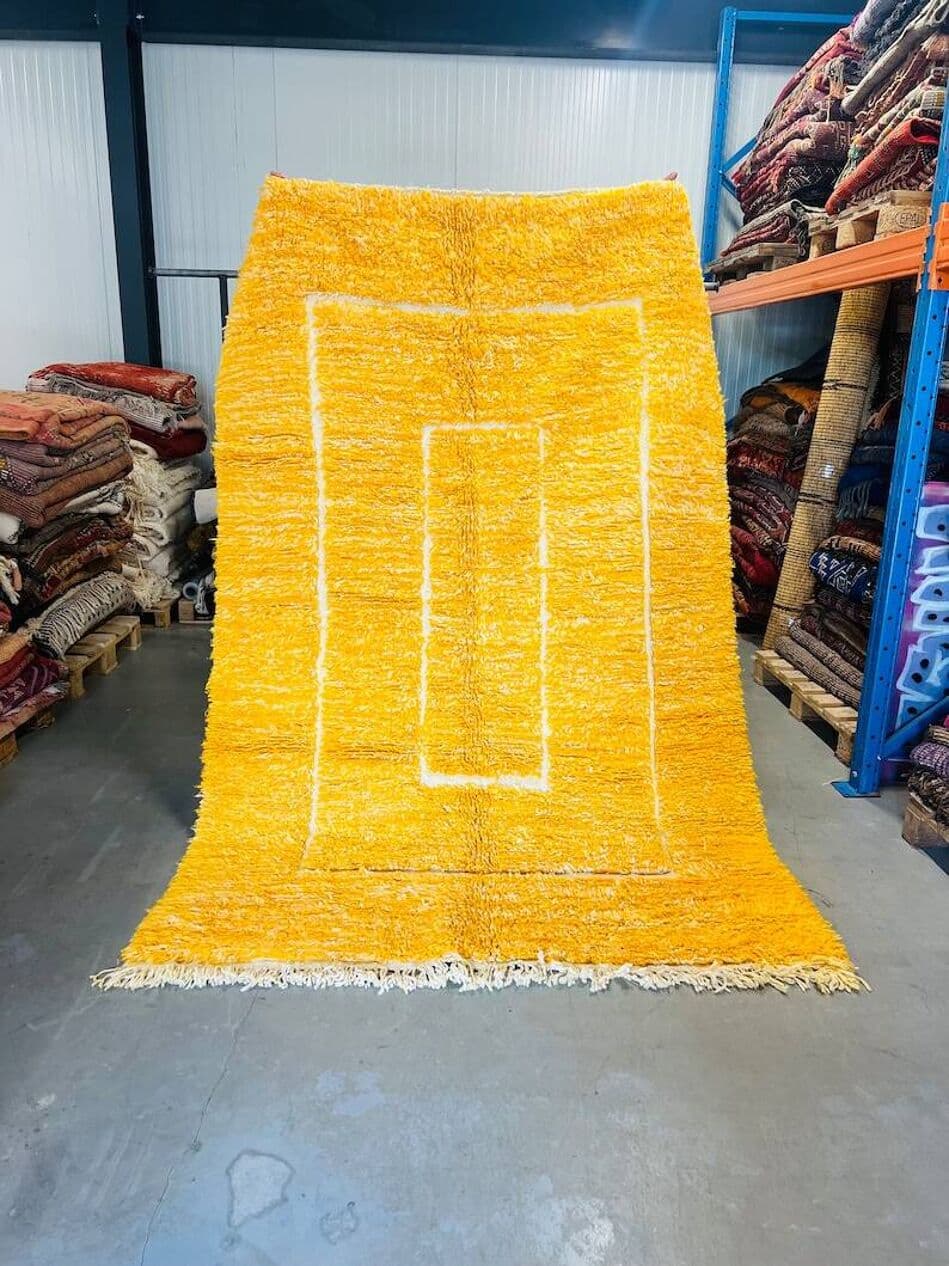 Ręcznie tkany dywan 200x300 cm, wełna, żółty, Maroko - 202837