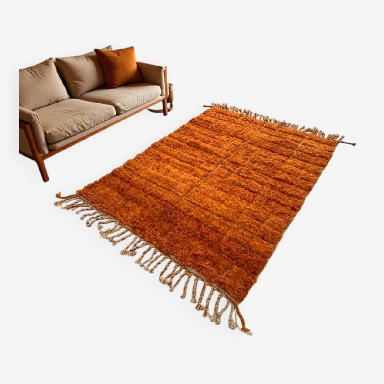 Ręcznie tkany dywan 100x200 cm, wełna, pomarańczowy, Maroko - 202809