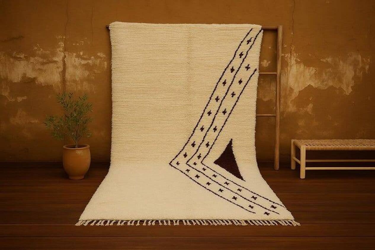 Ręcznie tkany dywan 200x300 cm, wełna, beżowy, Maroko - 202744