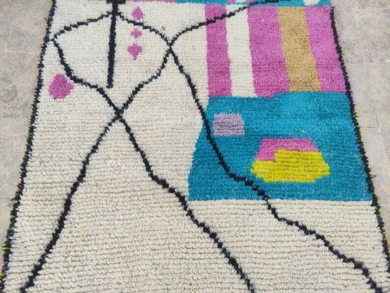 Ręcznie tkany dywan 250x150 cm, wełna, multikolor, Maroko - 202735