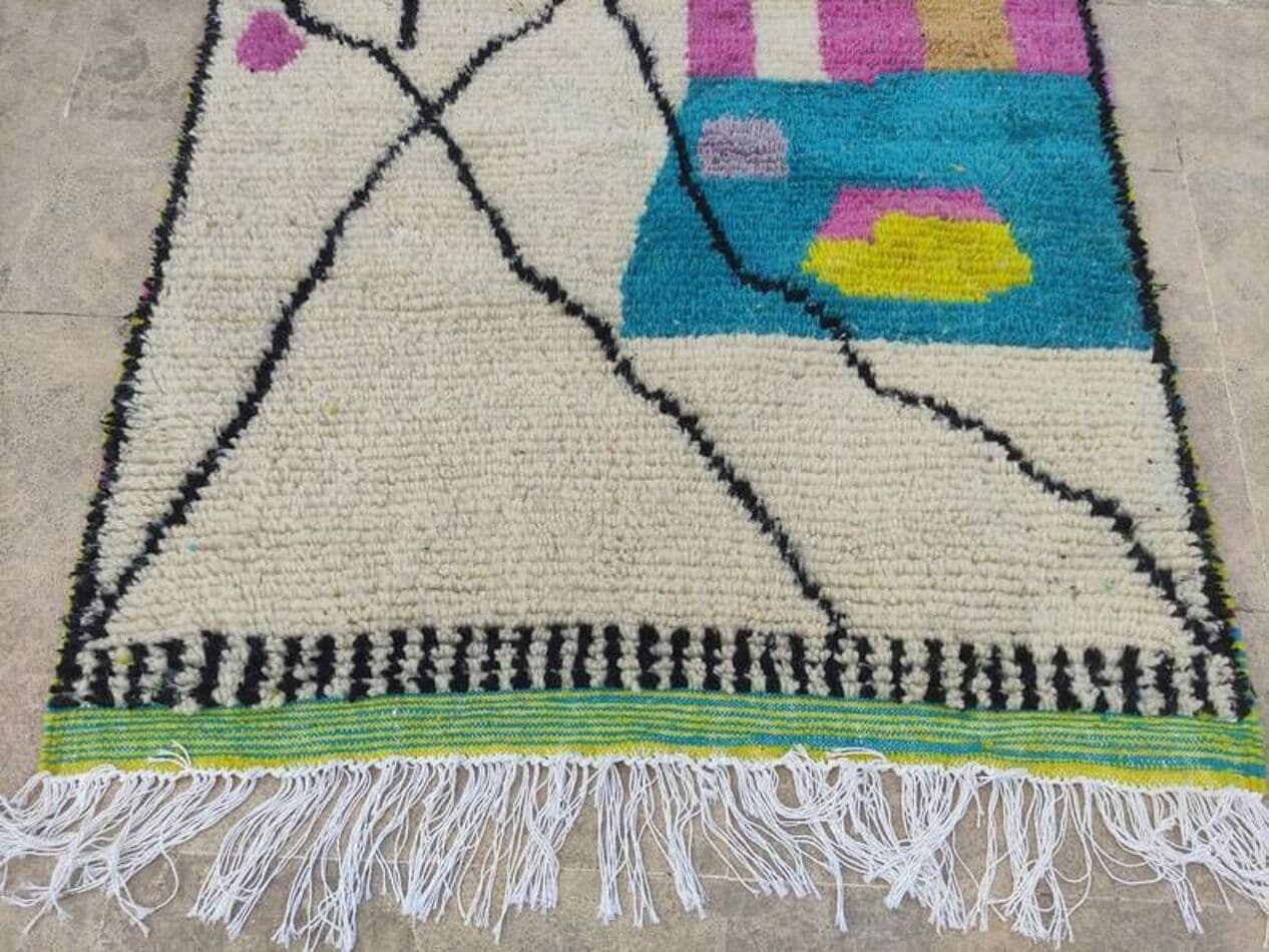 Ręcznie tkany dywan 250x150 cm, wełna, multikolor, Maroko - 202736