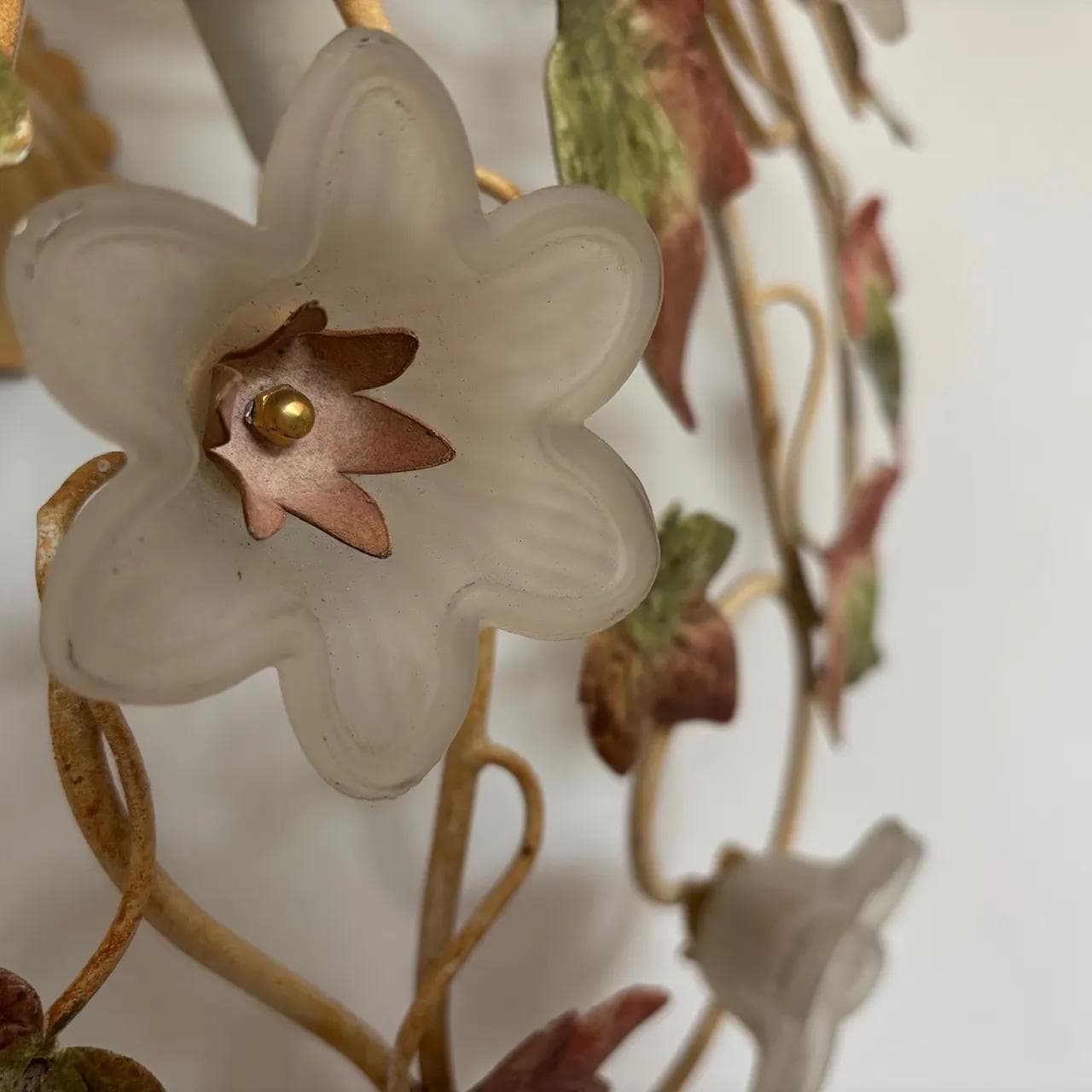 Plafon Glamour, złoty, metal, szkło, Niemcy, lata 80. - 14123