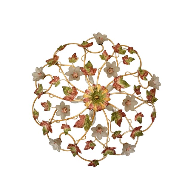 Plafon Glamour, złoty, metal, szkło, Niemcy, lata 80. - WYMIARY