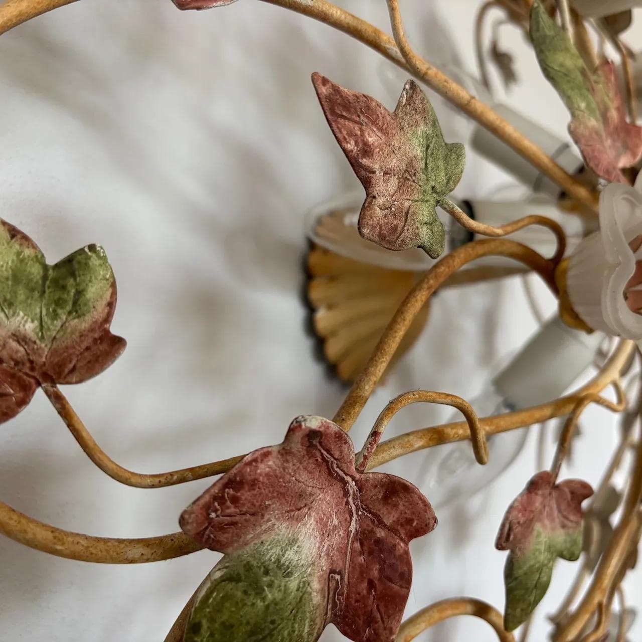 Plafon Glamour, złoty, metal, szkło, Niemcy, lata 80. - 14122