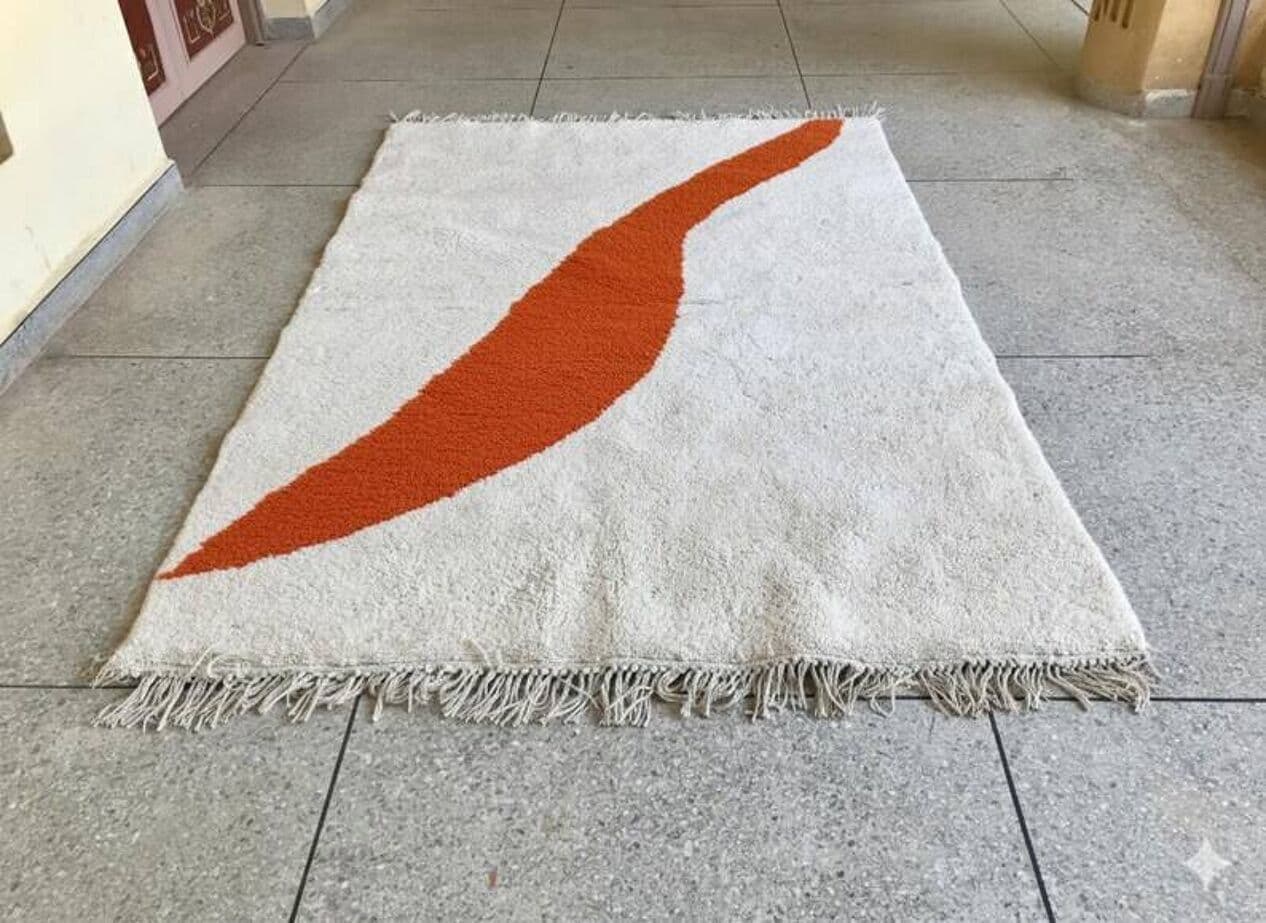 Ręcznie tkany dywan 250x150 cm, wełna, pomarańczowy, Maroko - 202724