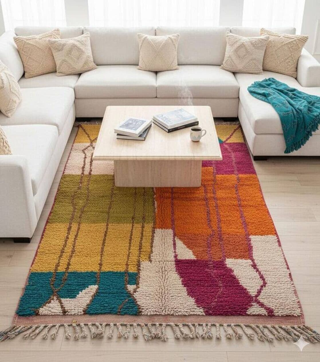 Ręcznie tkany dywan 250x150 cm, wełna, multikolor, Maroko - 202705