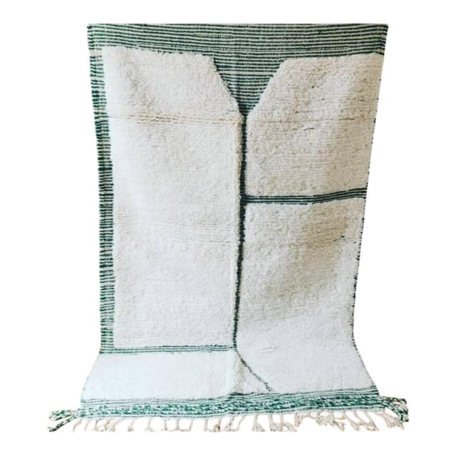 Ręcznie tkany dywan 250x150 cm, wełna, zielony, kremowy, Maroko - WYMIARY