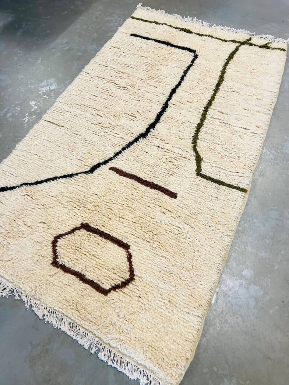 Ręcznie tkany dywan 200x100 cm, wełna, biały, Maroko - 202689