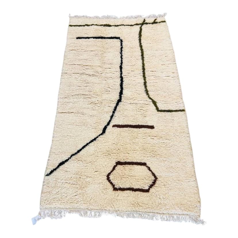 Ręcznie tkany dywan 200x100 cm, wełna, biały, Maroko