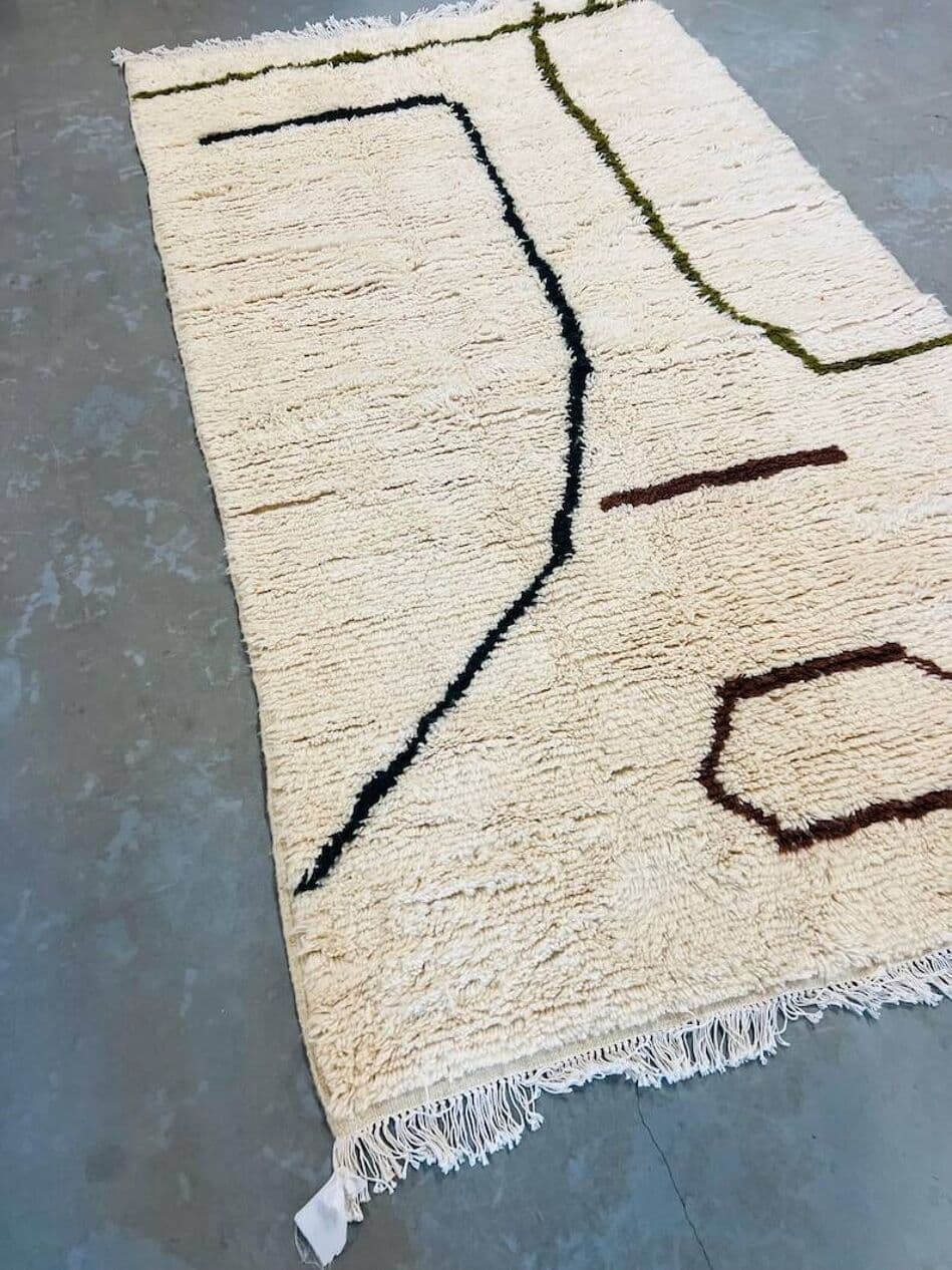 Ręcznie tkany dywan 200x100 cm, wełna, biały, Maroko - 202687