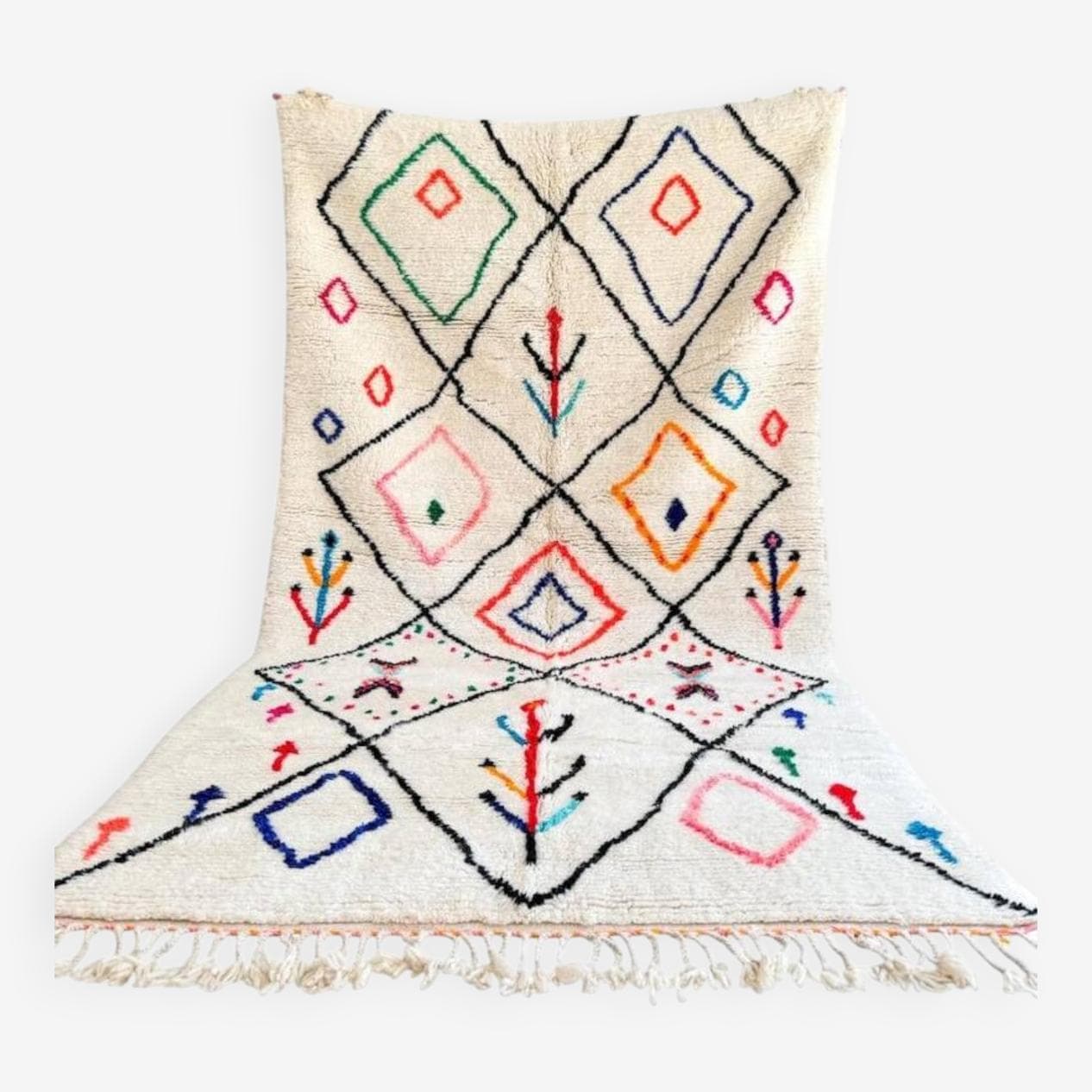 Ręcznie tkany dywan 250x150 cm, wełna, multikolor, Maroko - 202665