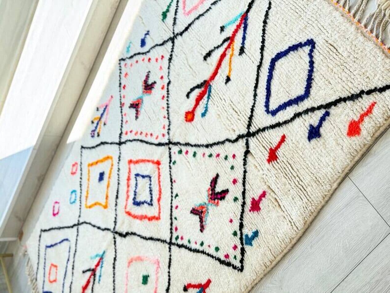 Ręcznie tkany dywan 250x150 cm, wełna, multikolor, Maroko - 202668