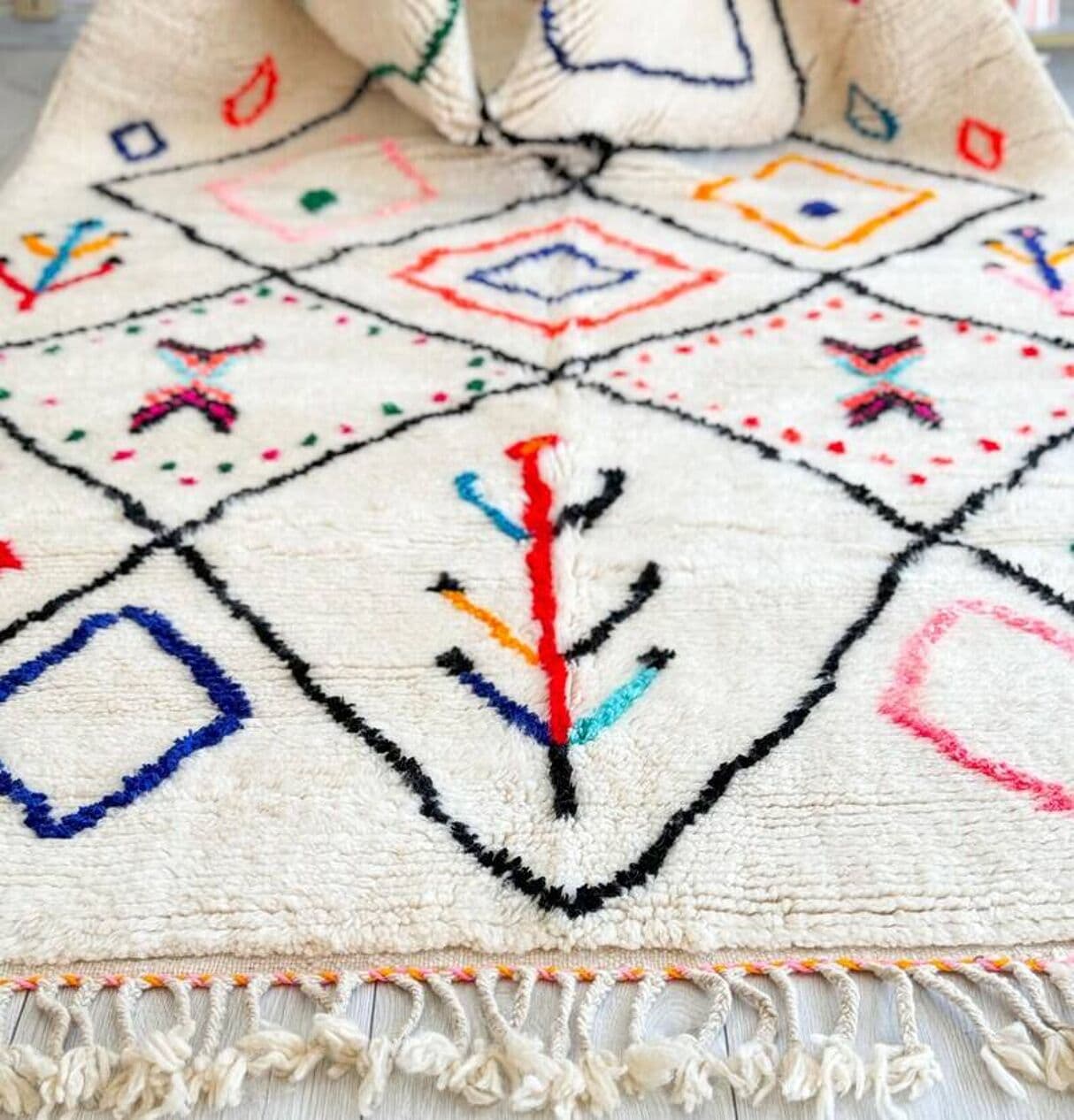 Ręcznie tkany dywan 250x150 cm, wełna, multikolor, Maroko - 202666